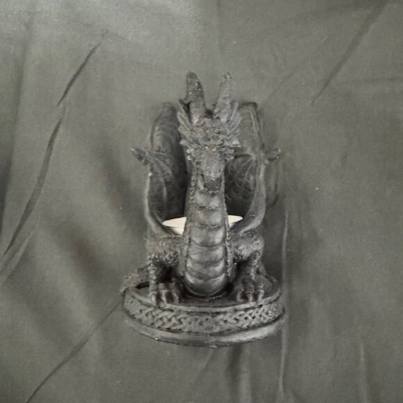 Fantasy Medieval Dragon Tea Light Candle Holder w Tea Light Candle Black - Picture 2 of 3